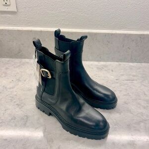 NWT Zara booties  with gold buckle